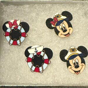 Disney Cruise Mickey Minnie Mouse Boat Lifesaver Stud Earrings - 2 pair